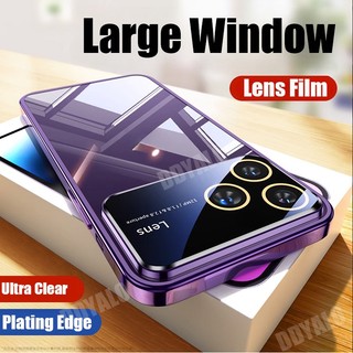 Ốp lưng Realme Note 50 C53 C55 C35 C33 C30 C30s C25y C21y C20 C20a C15 C11 8 5i 6i 5 5s Pro 5G 4G Narzo 50a Prime Vỏ cửa sổ lớn mạ điện trong suốt mềm có nắp ống kính máy ảnh