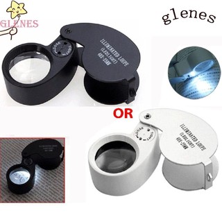 Kính lúp có thể gập lại glenes, kính lúp 40x cầm tay gấp, công cụ sửa chữa kính lúp chiếu sáng nhỏ 25mm 40x
