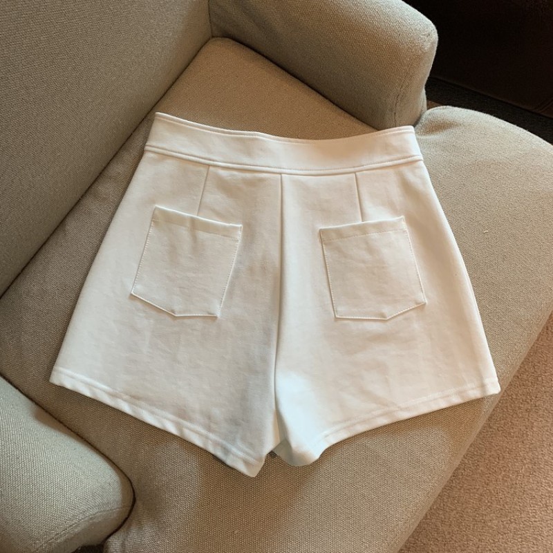 Đơn giản màu rắn đơn giản quần short cạp cao co giãn skinny