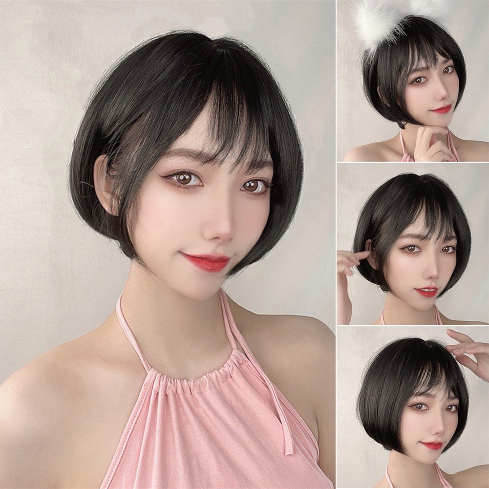 Tóc Giả Ngắn Thẳng Tự Nhiên Thời Trang Cho Nữ