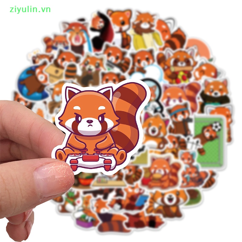 Ziyulin 50 cái dễ thương gấu trúc đỏ graffiti trang trí hành lý sổ tay không thấm nước sticker vn