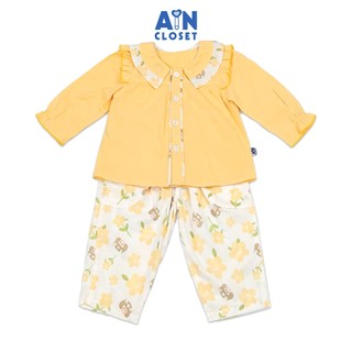 Bộ quần áo Dài bé gái họa tiết Bé Hoa Vàng cotton - AICDBGVZLGPA - AIN Closet