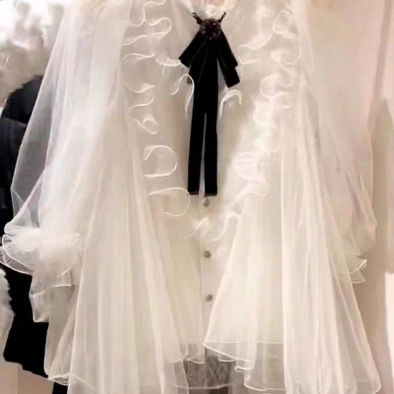 Áo Sơ Mi Trắng Phối Ren Phong Cách Hàn Quốc Thời Trang Xuân Thu Cao Cấp Cho Nữ