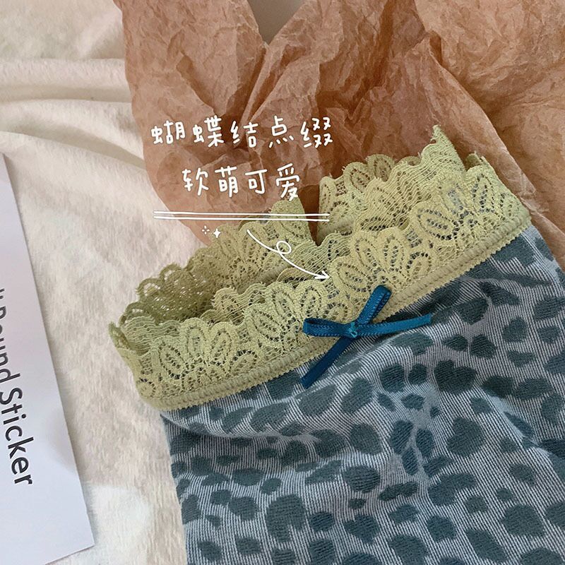 Quần Lót cotton Mỏng Thoáng Khí Viền Ren Họa Tiết Da Báo Phong Cách Pháp Hàng Mới 2023
