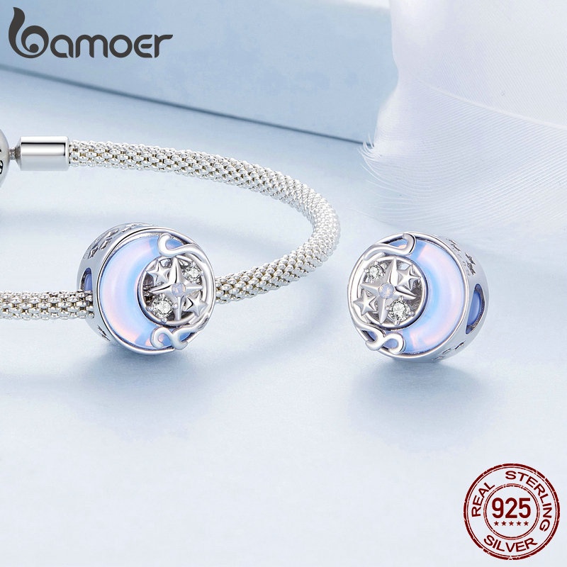Bamoer Mặt Dây Chuyền Bạc sterling 925 Hình Trăng Sao