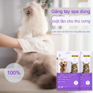  găng tay dùng một lần cho thú cưng khăn tắm cho thú cưng khăn lau khô cho chó khử trùng giấy khử mùi đồ dùng cho thú cưng 10 miếng đồ dùng cho mèo