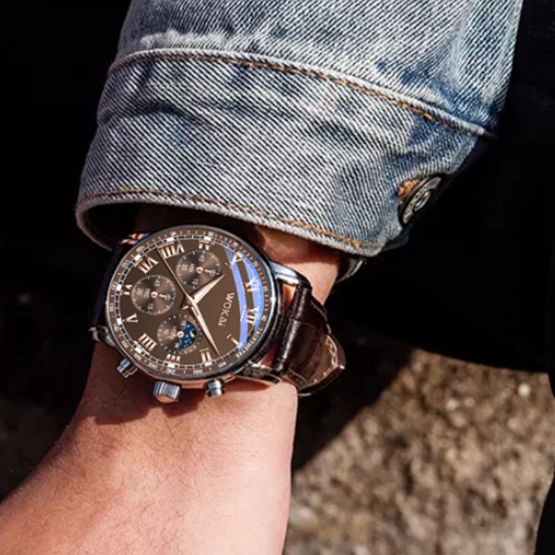 Đồng hồ nam dây da thời trang Wokai jp6