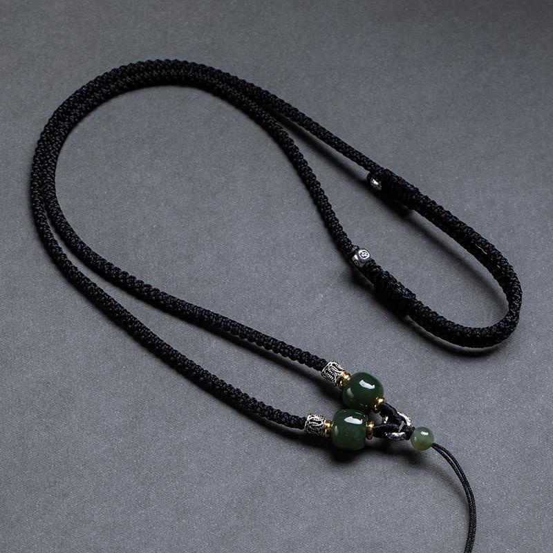 Huasu Dây Đeo Cổ Bằng Đá Ngọc Bích Hetian Tự Nhiên Dệt Tay Pixiu Guanyin 4.1 Dành Cho Nam Và Nữ
