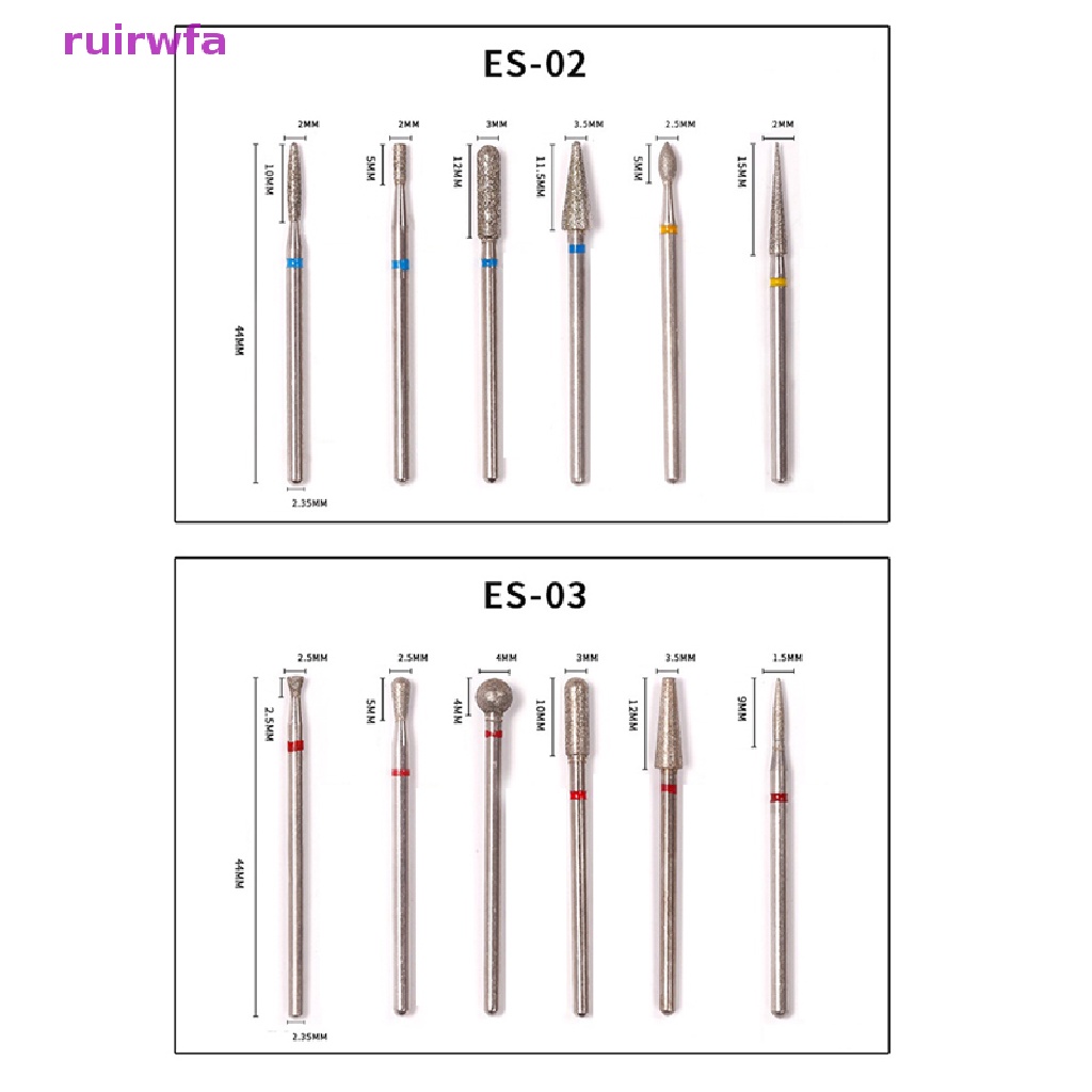 Set 6 Mũi Khoan Kim Cương Chuyên Dụng Cho Máy Mài Móng Tay Mới