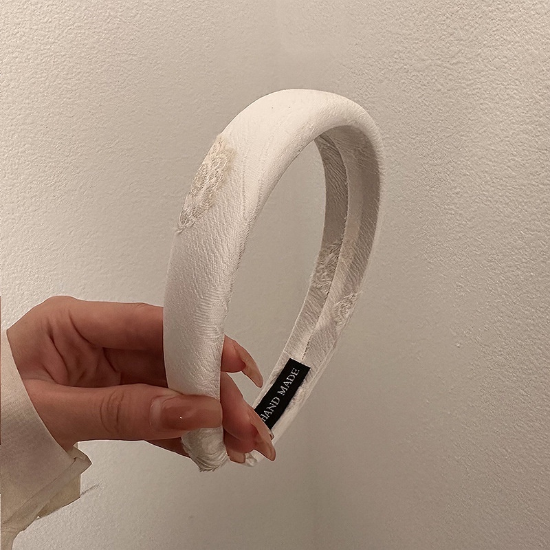 Băng Đô Cài Tóc Vải Jacquard Họa Tiết Hoa Phong Cách Hàn Quốc Cổ Điển Chất Lượng Cao