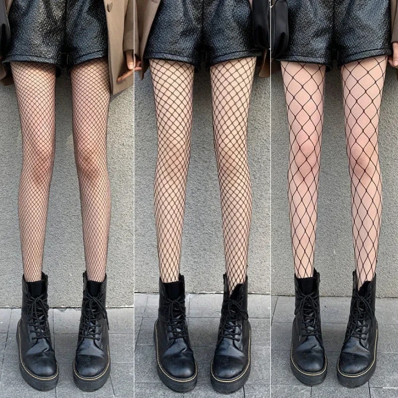 Quần Tất Lưới Nylon Không Đường May Màu Đen Quyến Rũ Cho Nữ