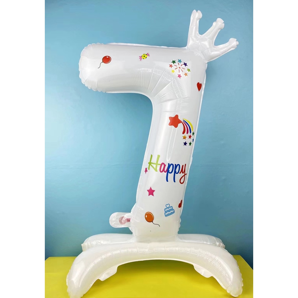 Bong Bóng Lá Nhôm 32 inch Hình Hoa Cúc / Mặt Cười Màu Trắng Trang Trí Tiệc Sinh Nhật