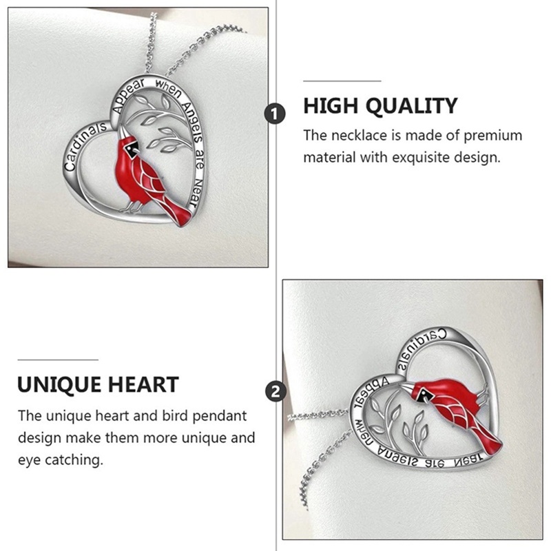 Vòng cổ Mặt Chim Đỏ Khắc Chữ My Heart Thời Trang Cho Nữ