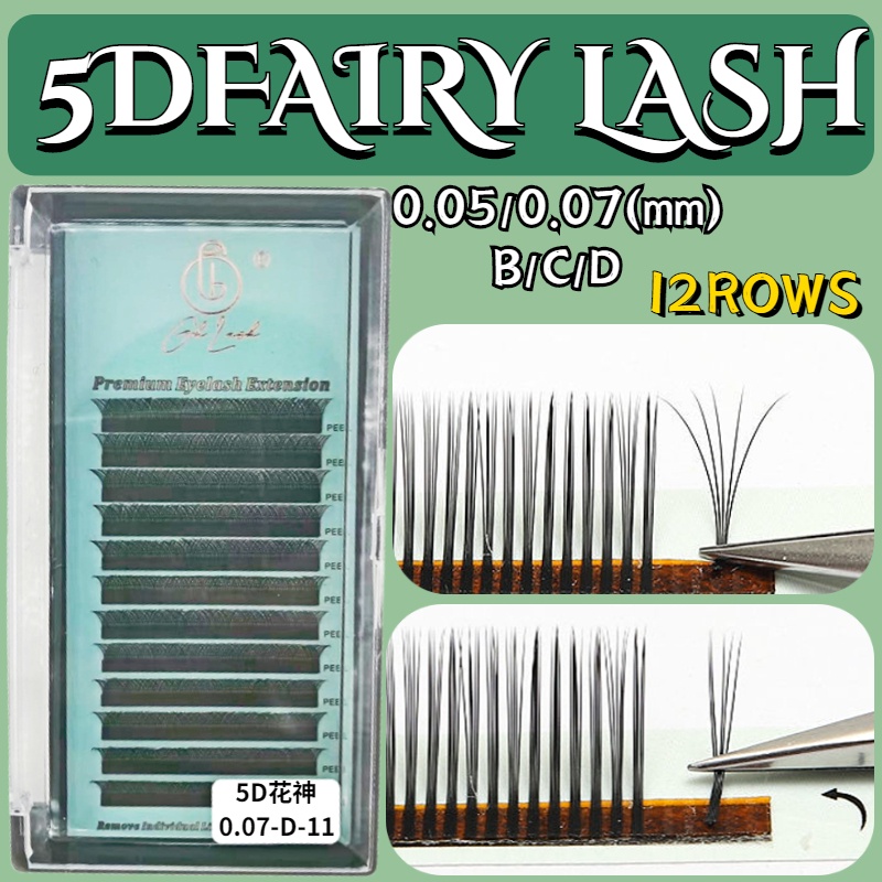 Hộp Lông Mi Giả 5D 12 Hàng 0.05 / 0.07 J / B / C / D Tùy Chỉnh