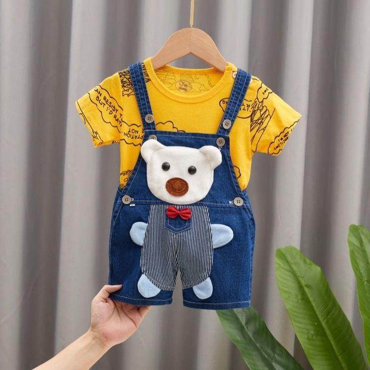 Quần Yếm Jean Ngắn Phong Cách Mới Mùa Hè Cho Bé Trai Bé Gái