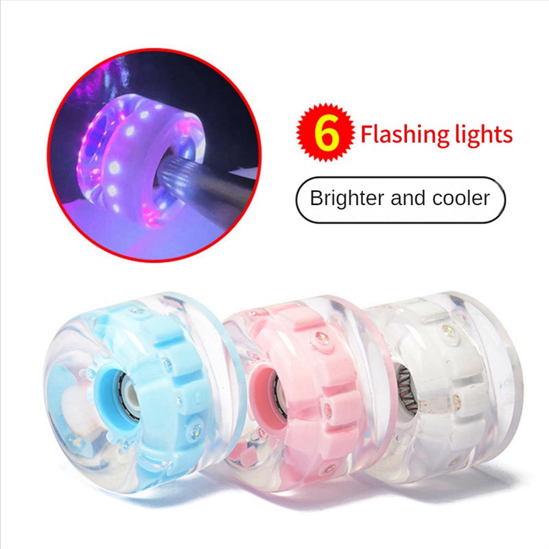 Set 4 Bánh Xe Ván Trượt 6 Bóng Đèn Dạ Quang Bằng PU Co Giãn Cao Cấp