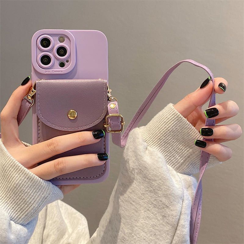 Ốp Điện Thoại Dạng Ví Có Dây Đeo Chéo Vai Cho IPhone 11 14 13 12 Pro Max X Xs Xr Xs Max 7 8 Plus
