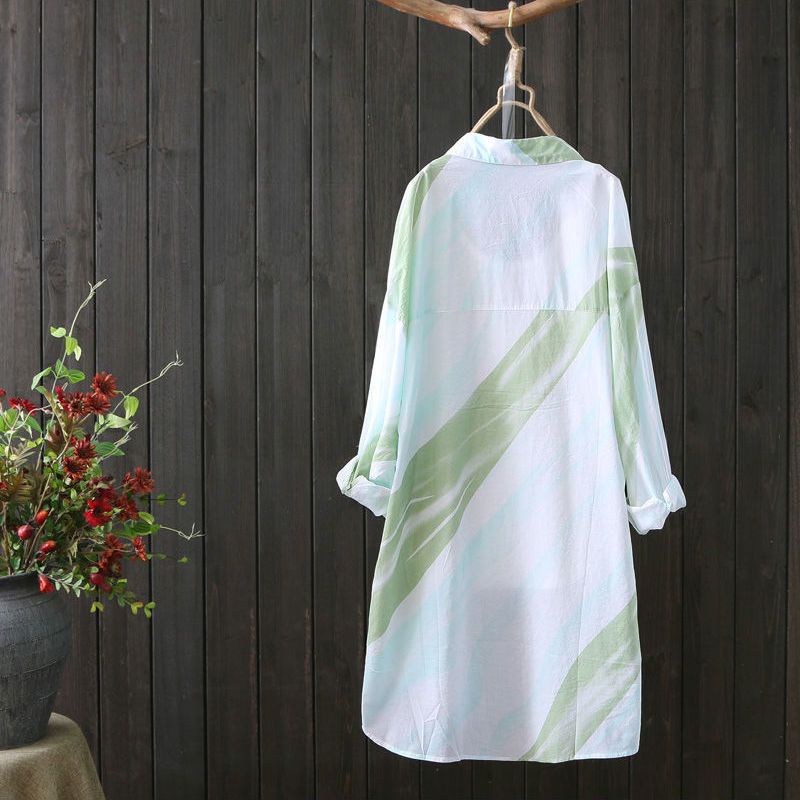 Áo Sơ Mi Chiffon Dài Tay Chống Nắng Dáng Rộng In Họa Tiết Phong Cách Mới Cho Nữ