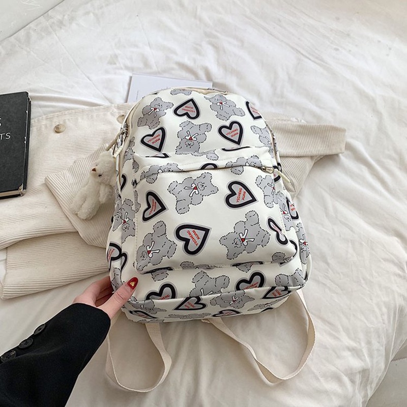 Ba Lô Họa Tiết Trái Tim Thoáng Khí Sức Chứa Lớn Phong Cách harajuku Hàn Quốc Cho Nữ