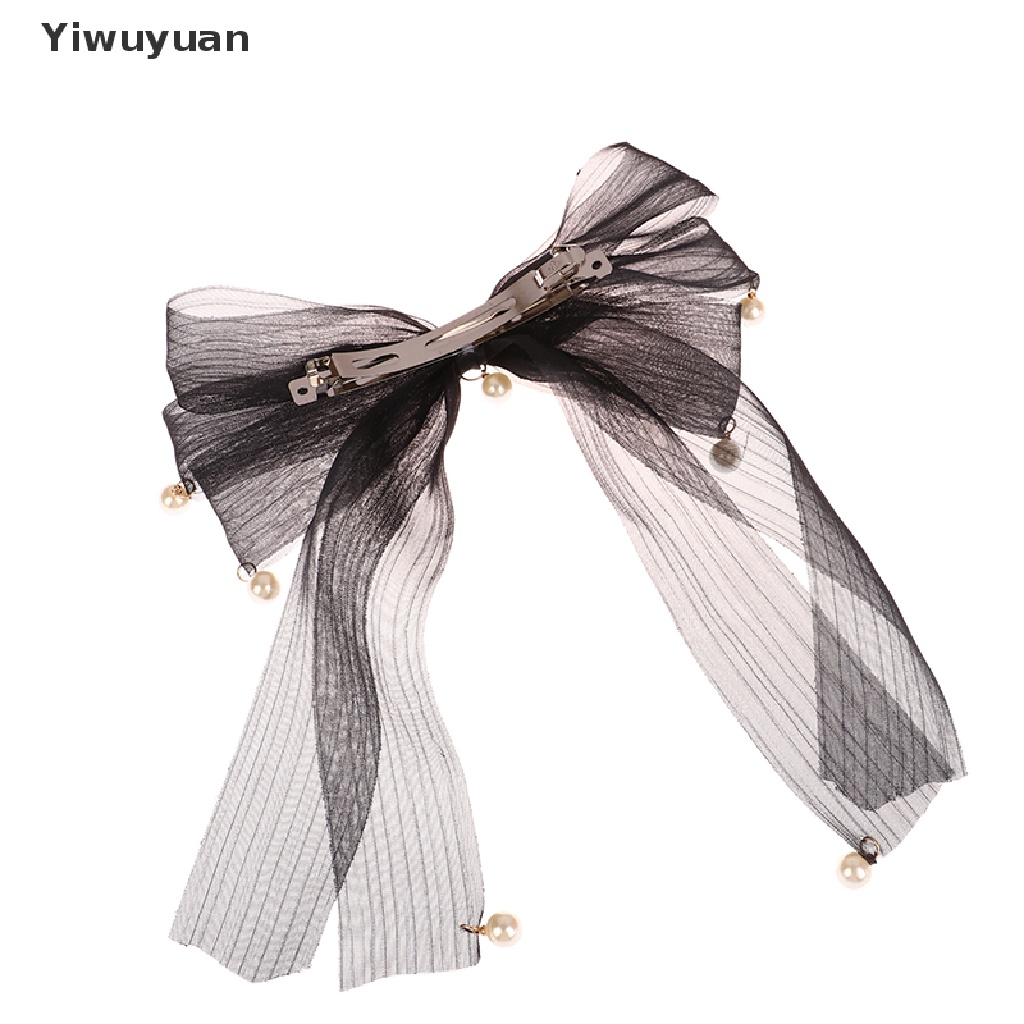 < Yiwuyuan > Kẹp Tóc Thắt Nơ Lưới Trắng Đen Mới Cho Nữ Giới Giảm Giá