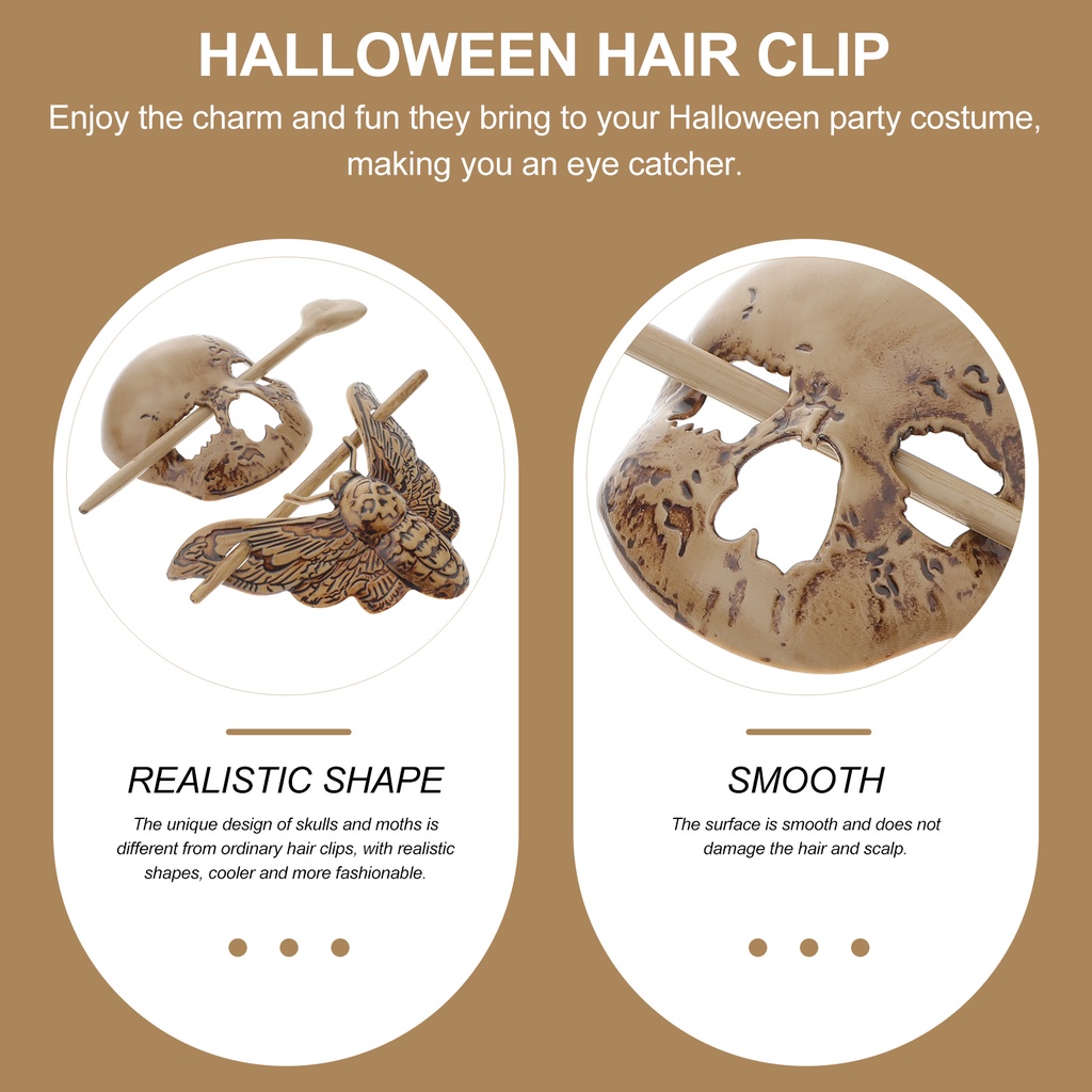 Set 2 Kẹp Tóc Hình Khúc Xương Phong Cách Halloween Cho Nữ