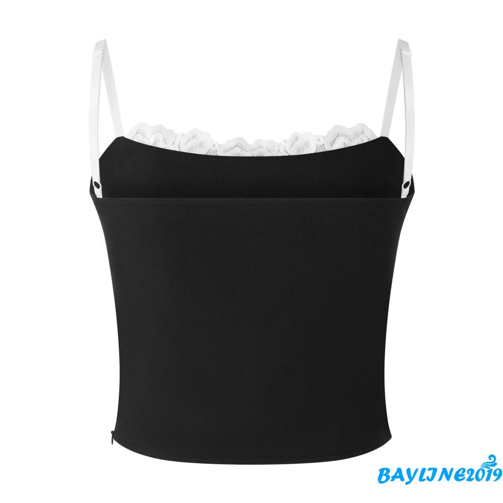 Áo Hai Dây Cổ Vuông Phối Ren Ôm Dáng Thời Trang Mùa Hè Dành Cho Nữ