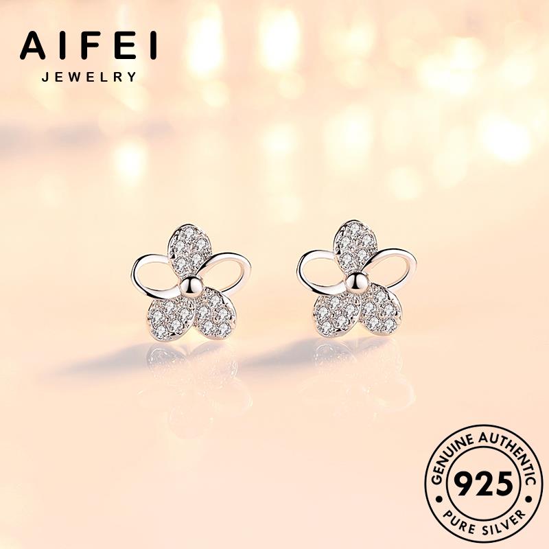 AIFEI JEWELRY Thời kim thời nữ bản trang phụ sức tua kiện bông cương moissanite thời hoa quốc hàn khuyên bạc thật vành 925 tròn nguyên xỏ tai trang E126