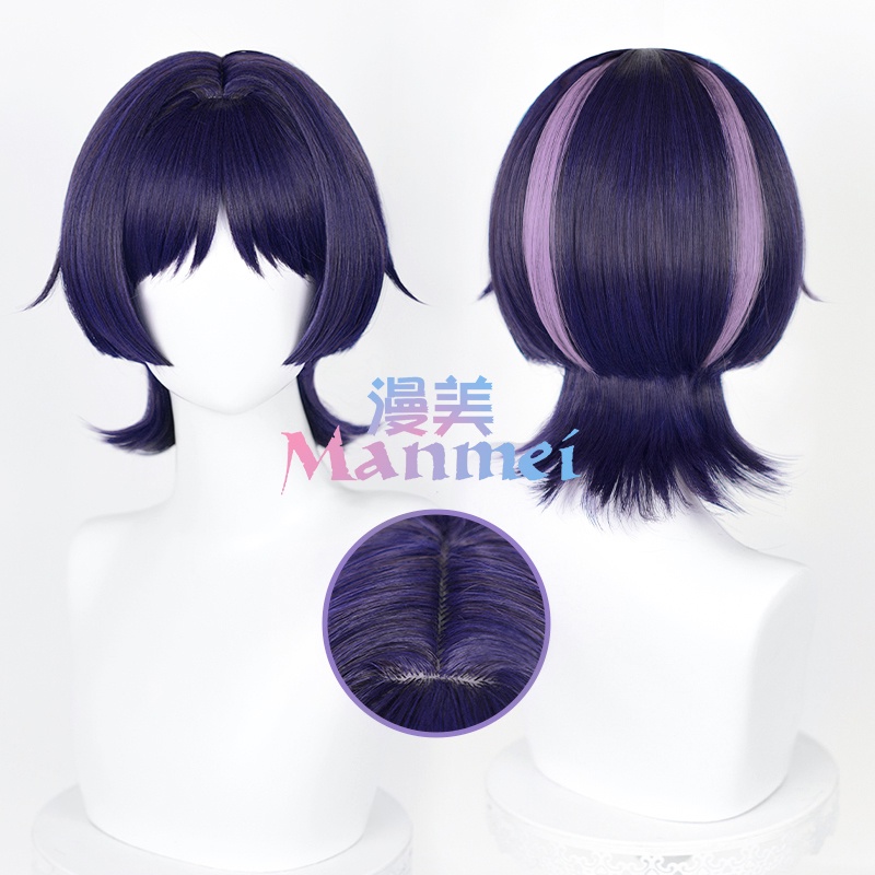 Genshin Impact Scaramouche Cosplay Wig Blue Purple Black Wigs 80cm Hair extensions Heat Resistant Synthetic Wigs Halloween