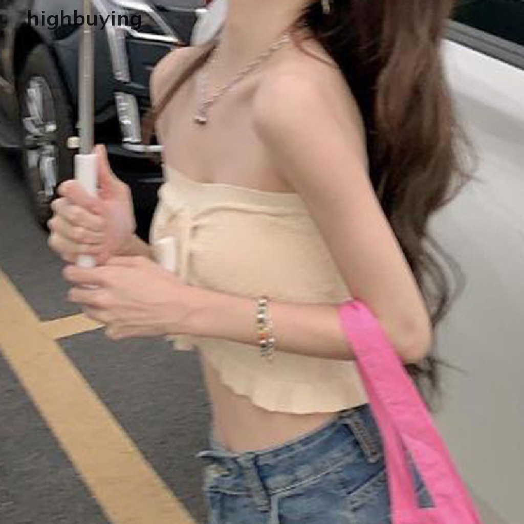 Áo Croptop Dệt Kim Ôm Dáng Phong Cách Đường Phố Gợi Cảm Cho Nữ