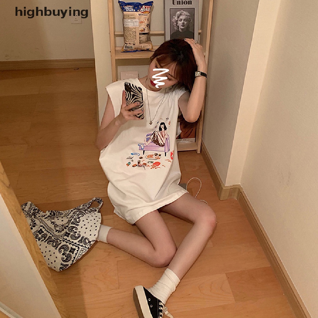 Áo Thun Sát Nách Cổ Tròn Dáng Rộng In Họa Tiết Thời Trang Mùa Hè Cho Nữ