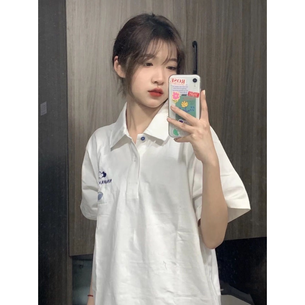 Áo polo Tay Ngắn Dáng Rộng Thiết Kế Mới Thời Trang Mùa Hè Theo Phong Cách Hàn Quốc Cho Nữ