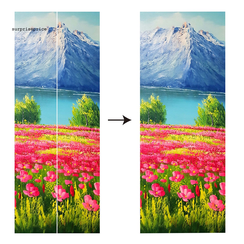 Decal dán tường / Cửa Họa Tiết Phong Cảnh 3D Có Thể Tháo Rời