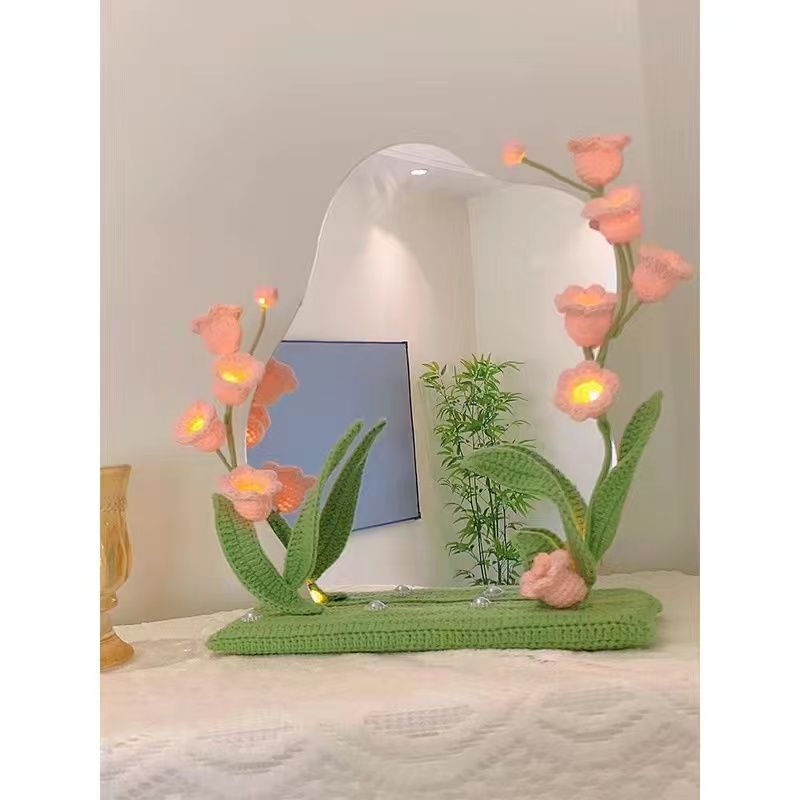 Hoa Tulip Đan Len Thủ Công Để Bàn Trang Trí Gương Trang Điểm Thung Lũng Nhỏ Để Bàn Làm Quà Tặng Bạn Gái AZ