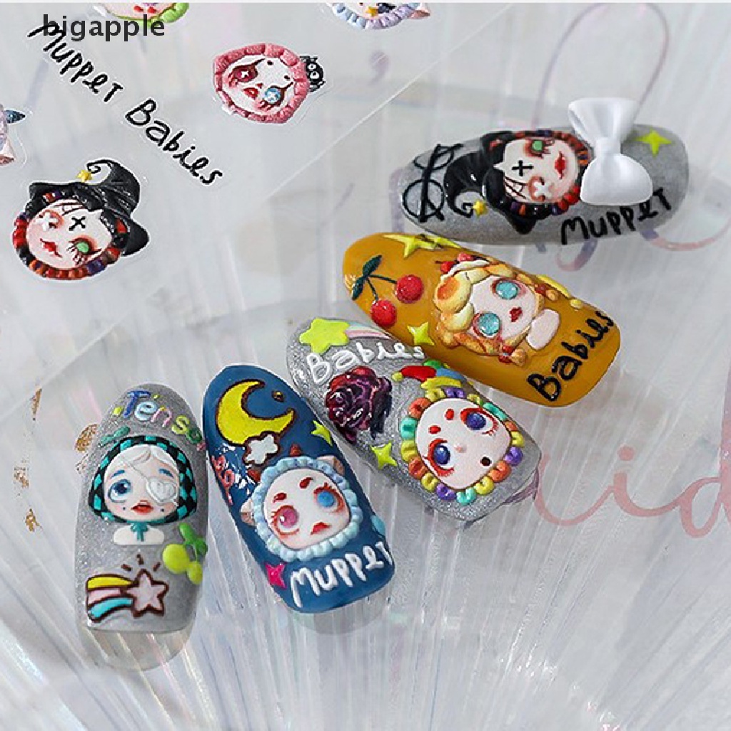 Bigapple 1 Tờ Hình Dán Móng Tay Hình Búp Bê Dập Nổi Đáng Yêu Thời Trang Chất Lượng Cao Rd