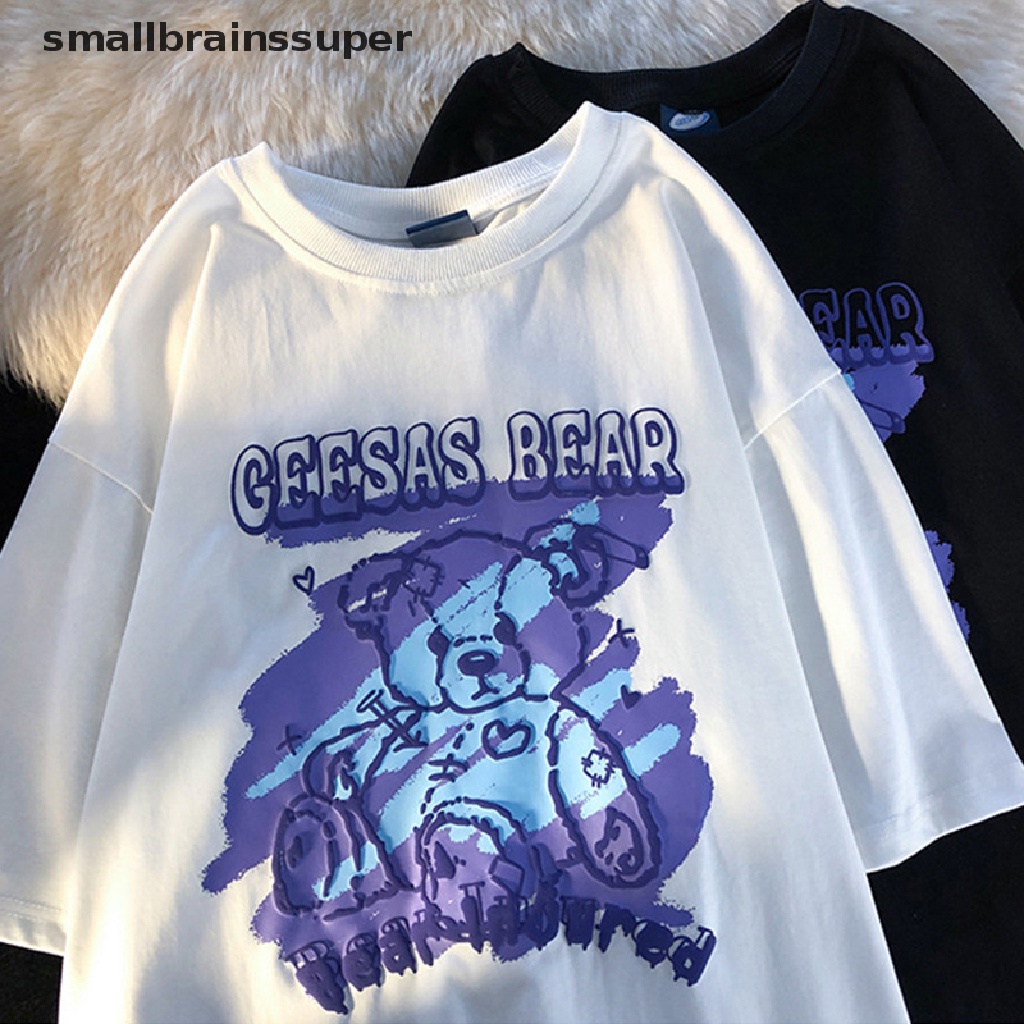 Áo Thun Tay Ngắn Cổ Tròn Dáng Rộng In Hình Gấu Thời Trang Mùa Hè Cho Nữ