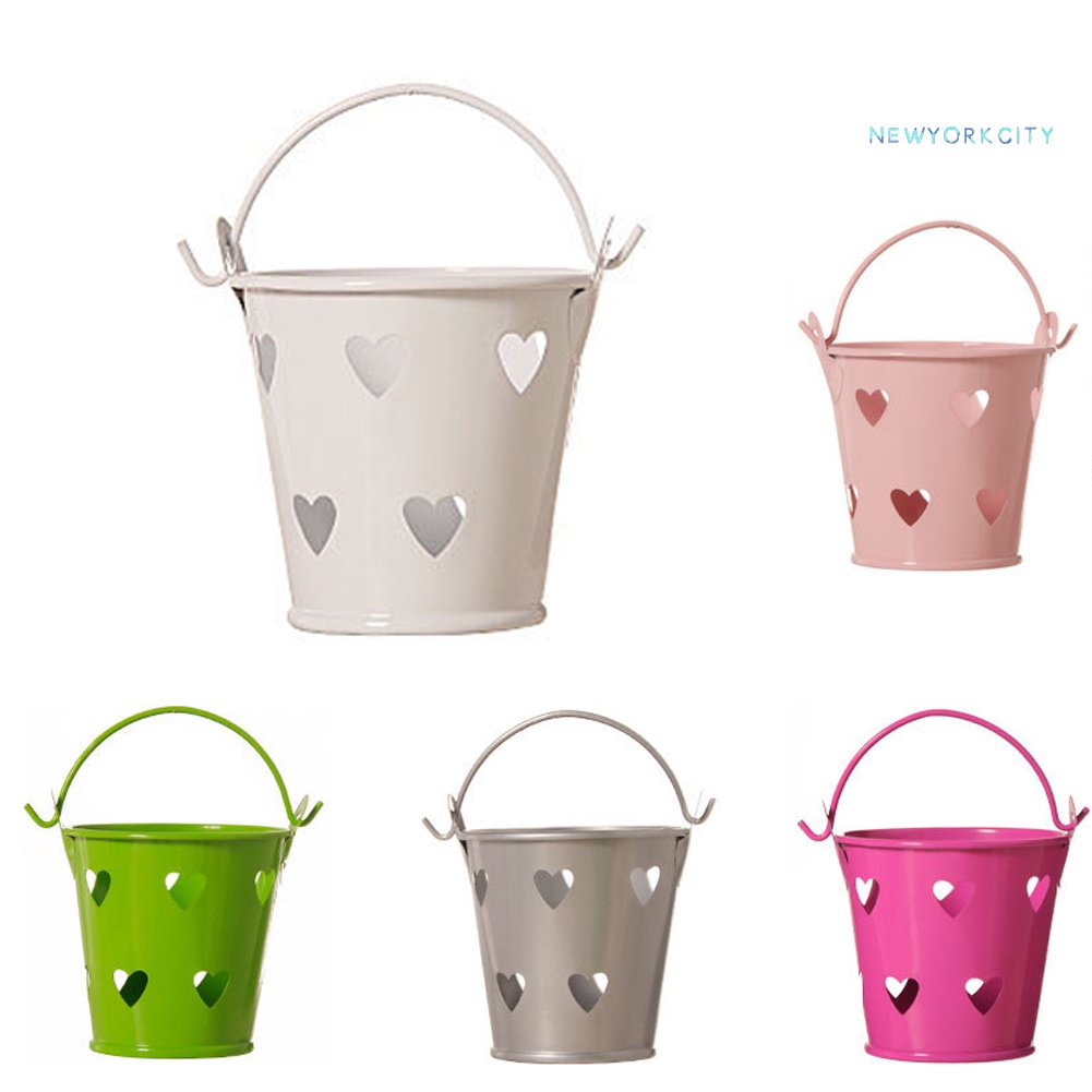 Xô Kim Loại Mini Họa Tiết Trái Tim Rỗng Đựng Kẹo Để Bàn Tiệc Cưới