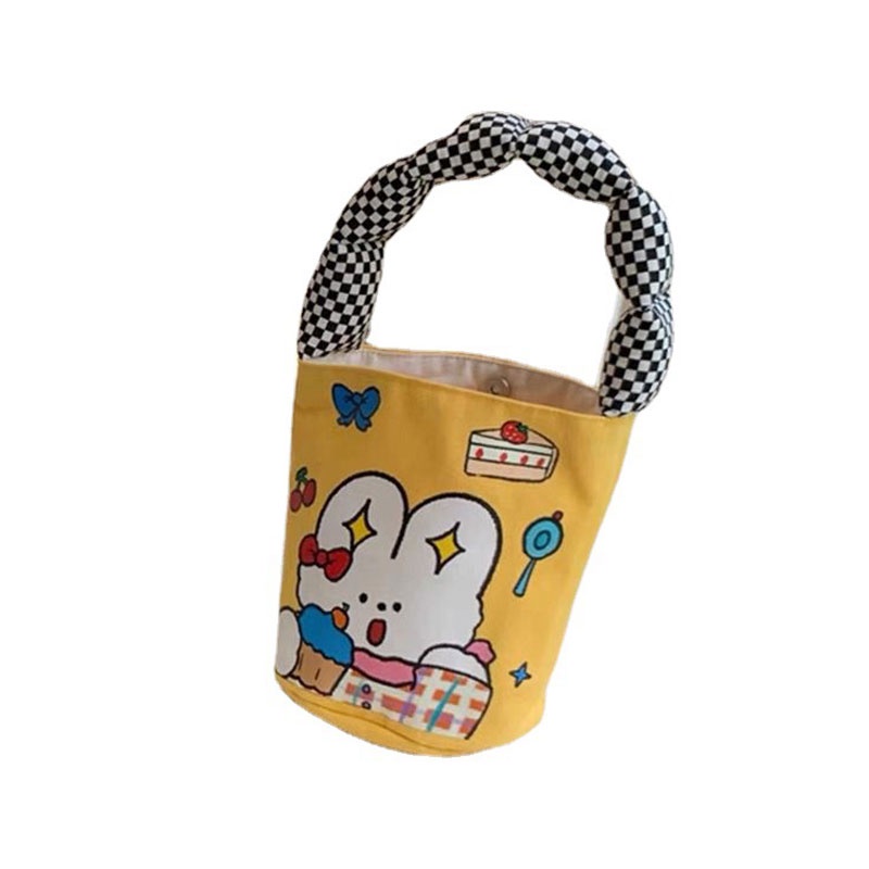 MISCHA Túi Vải canvas Sức Chứa Lớn Họa Tiết Hoạt Hình Dễ Thương Cho Nữ