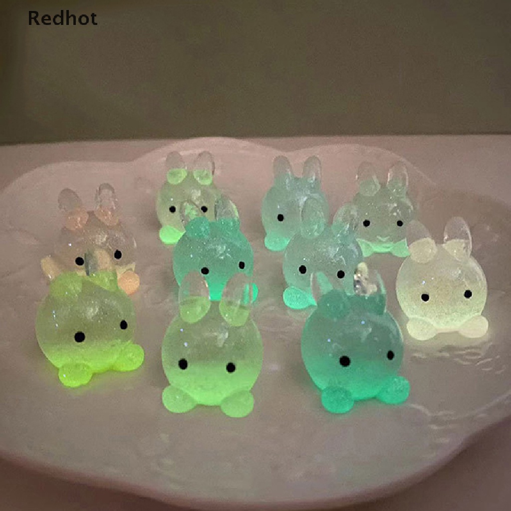 &lt; Redhot &gt; Bộ 2 Đồ trang trí Thỏ Dạ Quang Bằng Nhựa Resin Dễ Thương Trang Trí Tiểu Cảnh