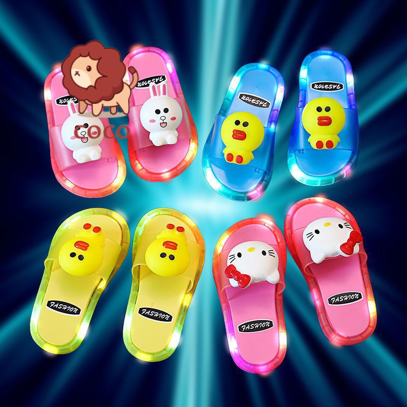 Dép Đi Trong Nhà / Ngoài Trời Họa Tiết Hoạt Hình Có Đèn Phát Sáng Dành Cho Bé