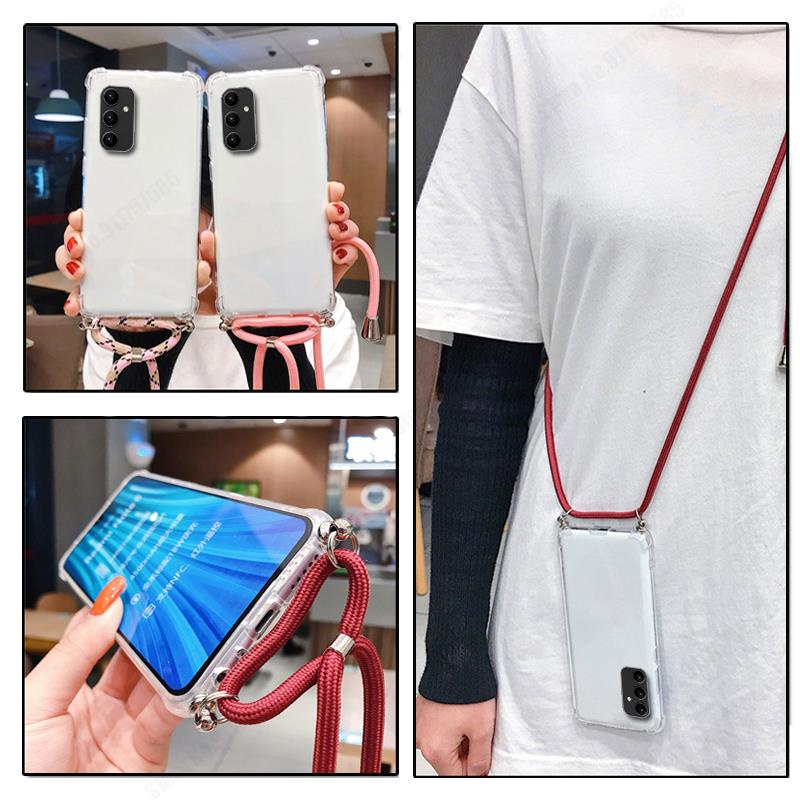 Ốp Điện Thoại TPU Mềm Trong Suốt Có Túi Khí Chống Sốc Có Dây Đeo Chéo A54 5G Cho Samsung Galaxy A54 A24 A34 A 54 24 34