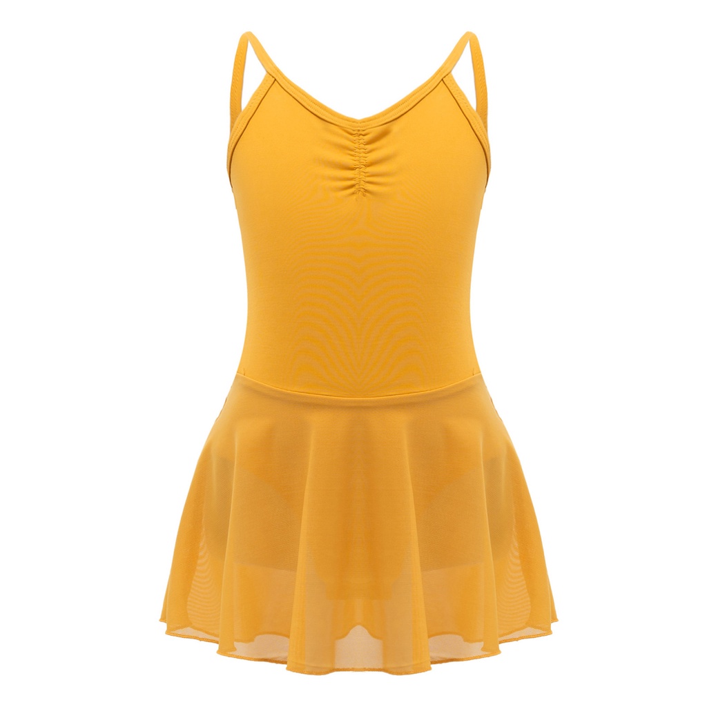 Trẻ Em Bé Gái Khiêu Vũ Quần Áo Suspender V Neckline Ruched Mặt Trước Không Lưng Màu Trơn Kiểm Tra Thể Chất Đầm Ballet Quốc Gia