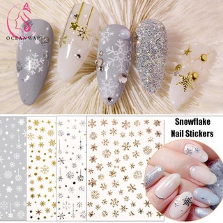 [Hàng mới về] Nhãn Dán Trang Trí Móng Tay Hình Bông Tuyết 3d Diy Không Thấm Nước