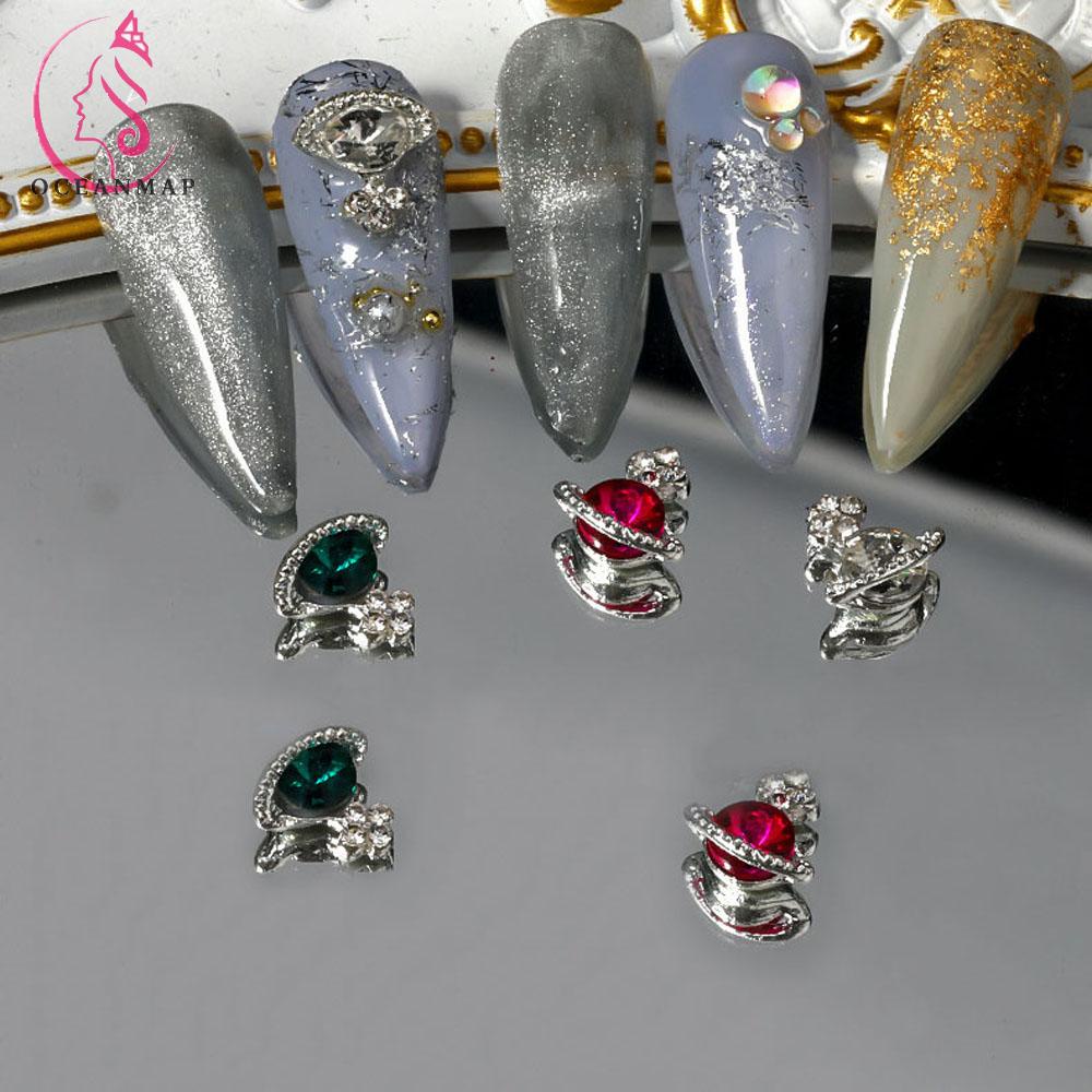 [Hàng mới về] Phụ kiện trang trí móng tay nghệ thuật bằng hợp kim đính đá zircon 3D nhiều màu sang trọng