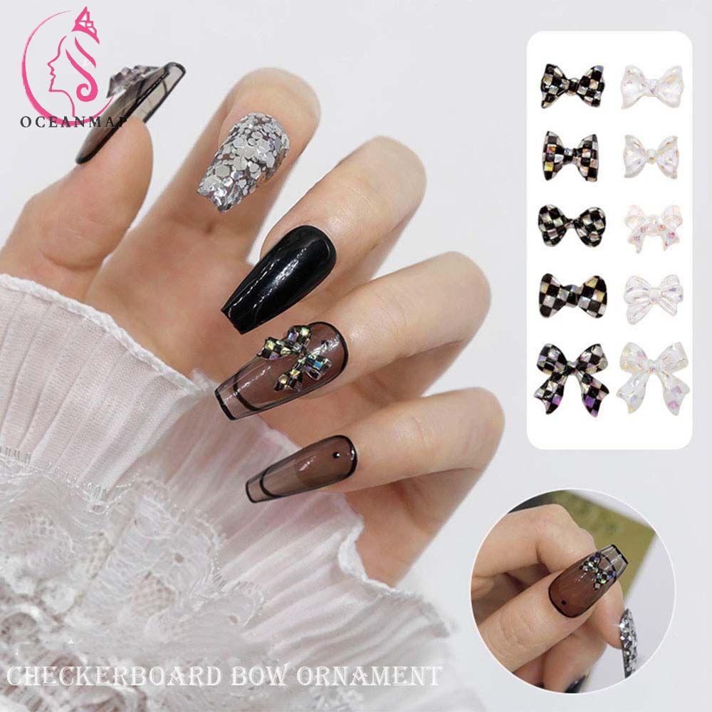 [Hàng mới về] Bộ hạt phụ kiện trang trí móng tay hình nơ nhiều màu sắc phong cách Nhật Bản đáng yêu