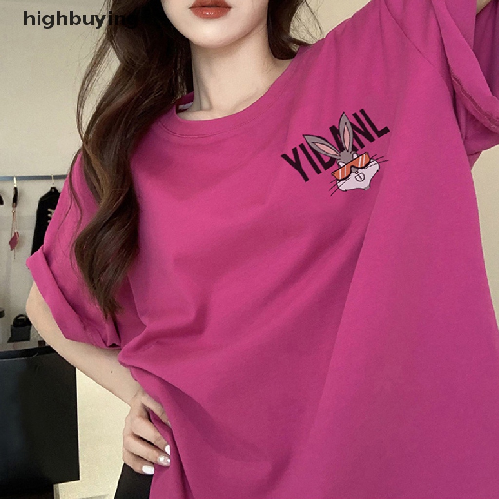 Áo Thun Tay Ngắn Cổ Tròn In Hình Thỏ Belle Hoạt Hình Thời Trang Mùa Hè Cho Nữ