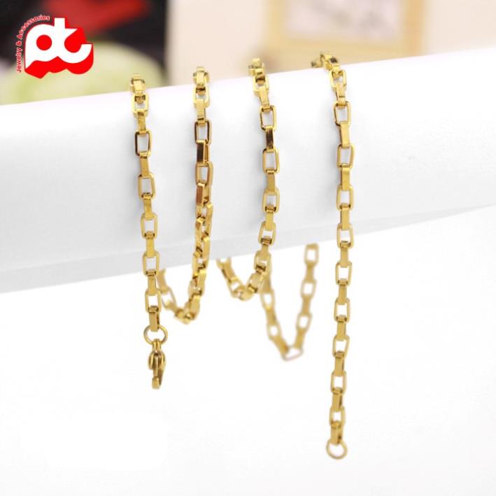 Dây chuyền nam inox thời trang kiểu hình vuông soyong kích cỡ 3mm màu mạ vàng thép không gỉ PTDCNA169