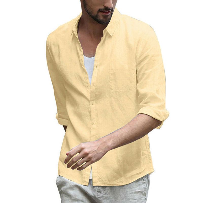 Áo Sơ Mi Tay Lỡ 3 / 4 Màu Sắc Thanh Lịch Cho Nam