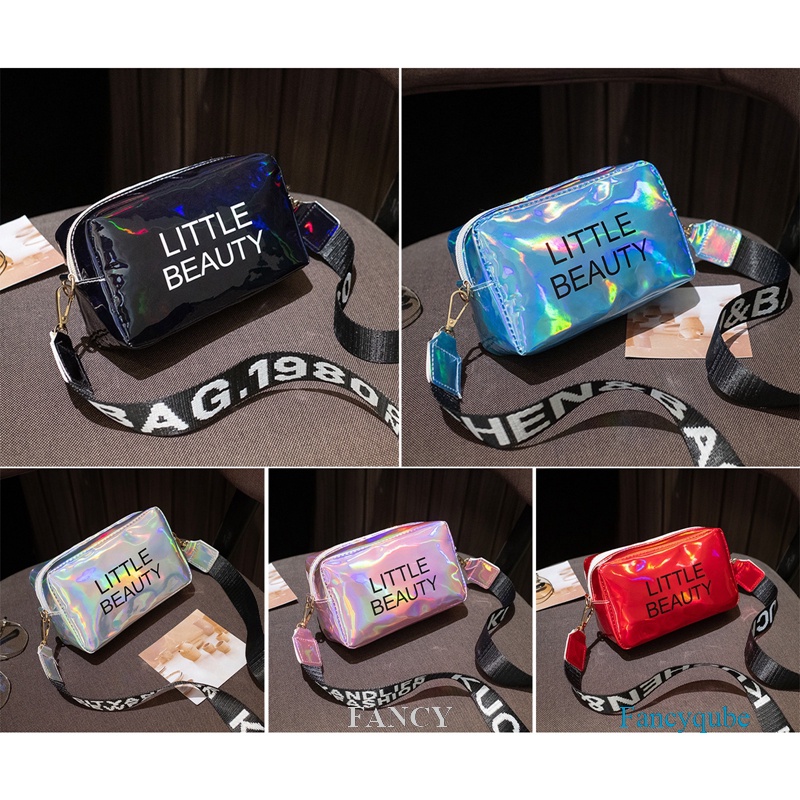 Túi Đeo Chéo Vai Bằng Nhựa Pvc Màu Laser Thời Trang Sành Điệu Cho Nữ