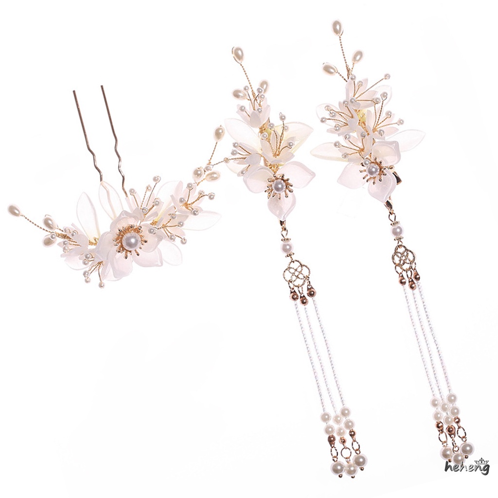 Kẹp Tóc Chữ U Tráng Men Phối Tua Rua Sang Trọng Cho Cô Dâu