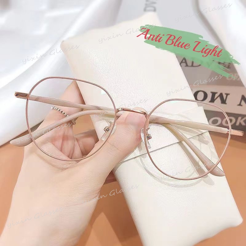Mắt Kính Gọng Tròn Trong Suốt Chống Ánh Sáng Xanh Chống Bức Xạ Cho Nữ